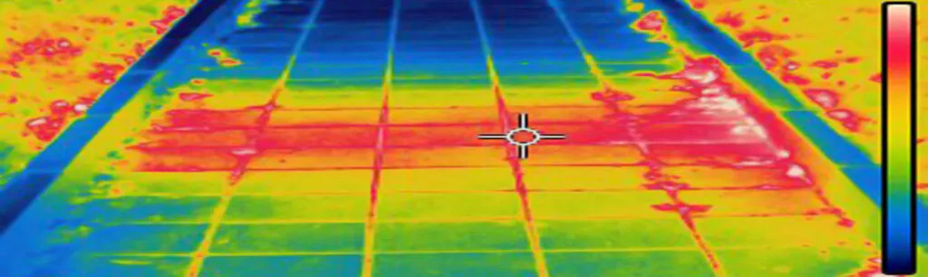 Photo showing a thermal heat scan image of an outdoor path