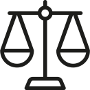 Icon of a balanced set of scales