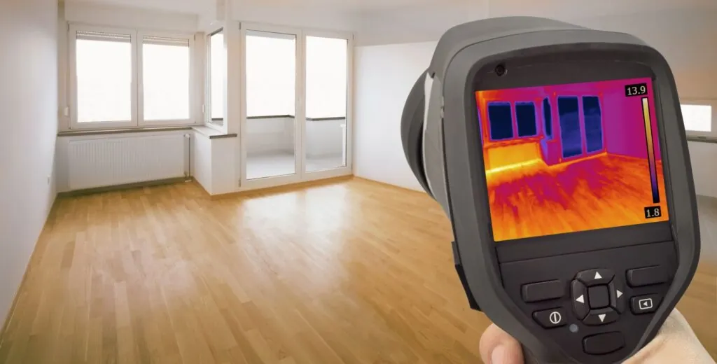 Thermal scanner being used to scan the heat of an empty room