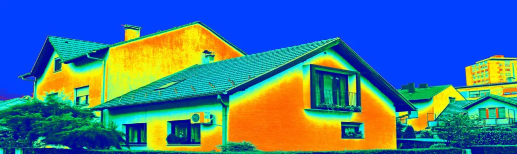 Thermal scan image of an entire house from the outside
